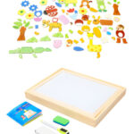 Juego Madera Pizarra Pizarron Imantada Puzzle Con Animales