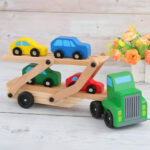 Camión Remolque De Madera Con 4 Autitos Juguete Didactico