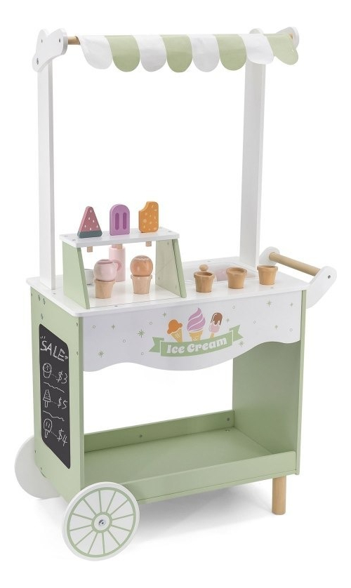 D_758891-MLU73353469521_122023-F.jpg Carrito De Helados De Arrastre De Madera Juguete Para Niños - Imagen 2