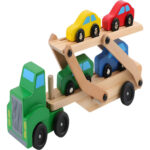 Camión Remolque De Madera Con 4 Autitos Juguete Didactico