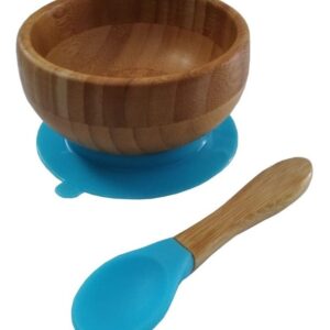 Plato Bowls Con Cuchara De Bamboo Y Silicona