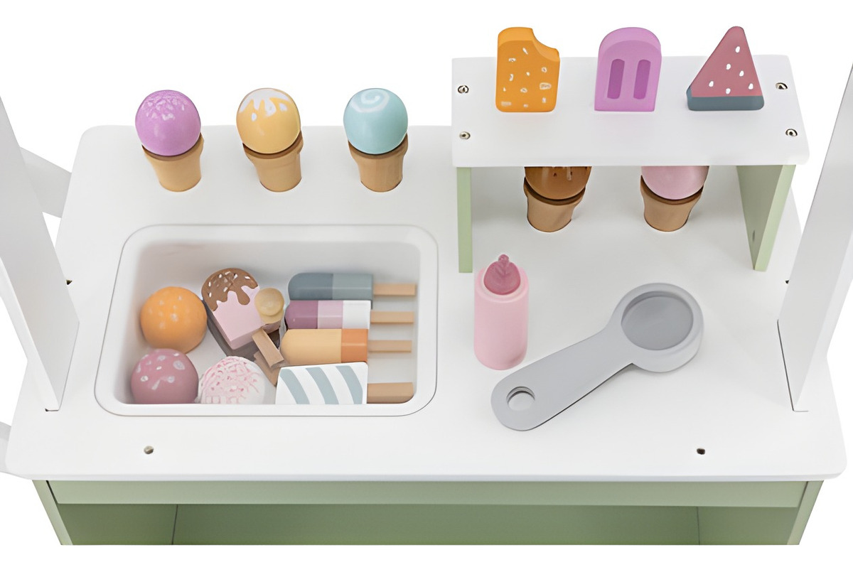 D_813545-MLU73353469517_122023-F.jpg Carrito De Helados De Arrastre De Madera Juguete Para Niños - Imagen 4