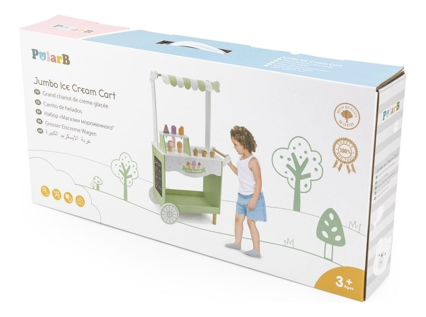 D_826038-MLU73353440765_122023-F.jpg Carrito De Helados De Arrastre De Madera Juguete Para Niños - Imagen 7