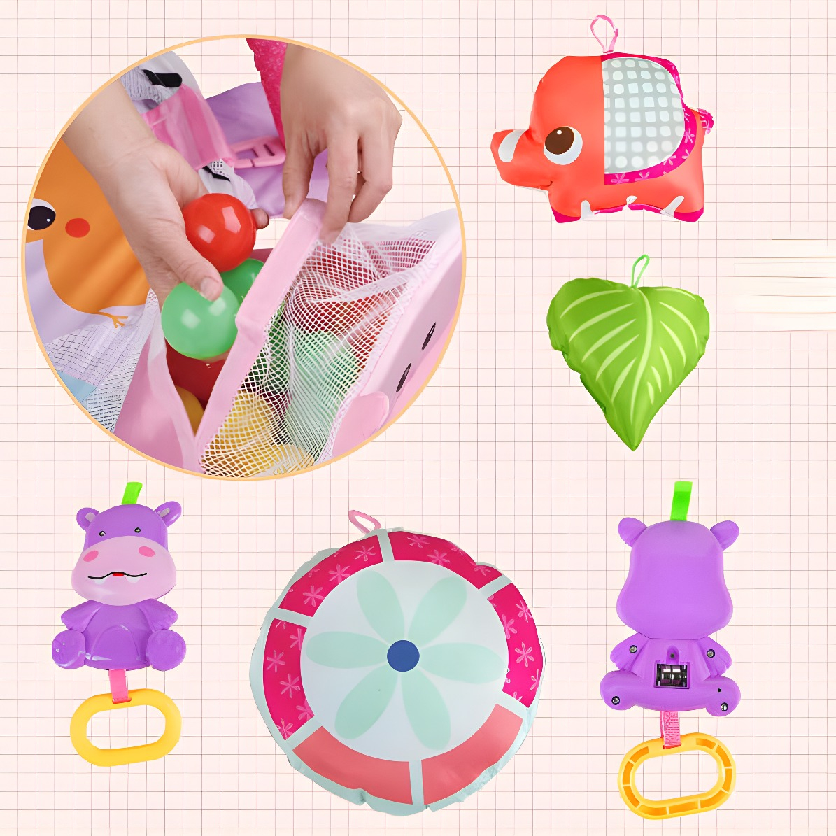 D_848028-MLU73262430581_122023-F.jpg Gimnasio Pelotero Alfombra Didactica Corral Bebe 30 Pelotas - Imagen 8