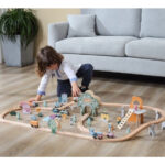 Pista De Tren Y Autos Madera Juguete Gigante Super Completa