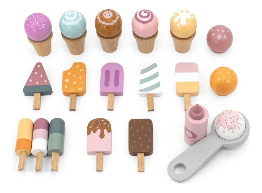 D_902743-MLU73266598488_122023-F.jpg Carrito De Helados De Arrastre De Madera Juguete Para Niños - Imagen 5