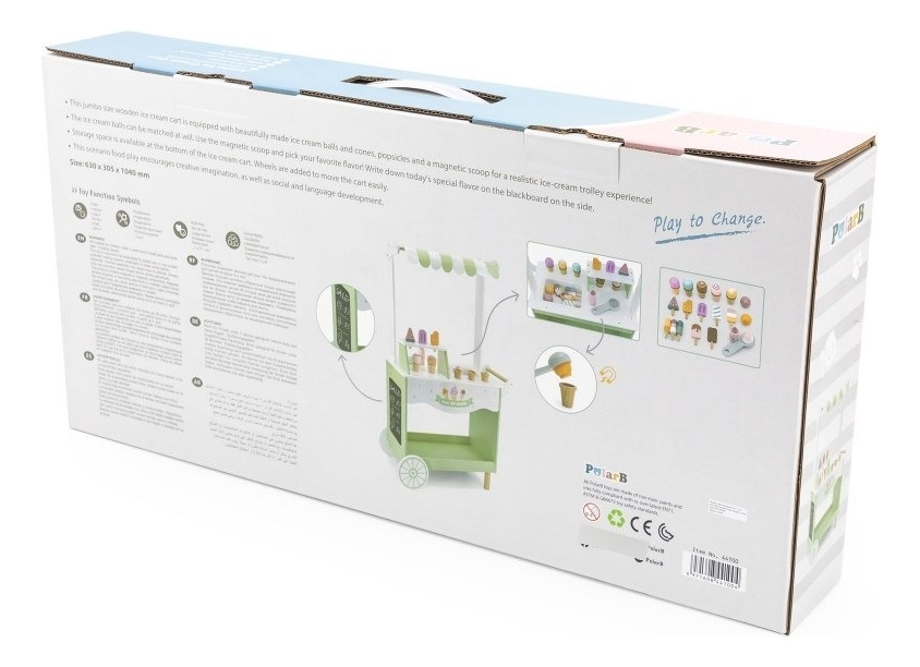 D_947426-MLA73266212102_122023-F.jpg Carrito De Helados De Arrastre De Madera Juguete Para Niños - Imagen 8