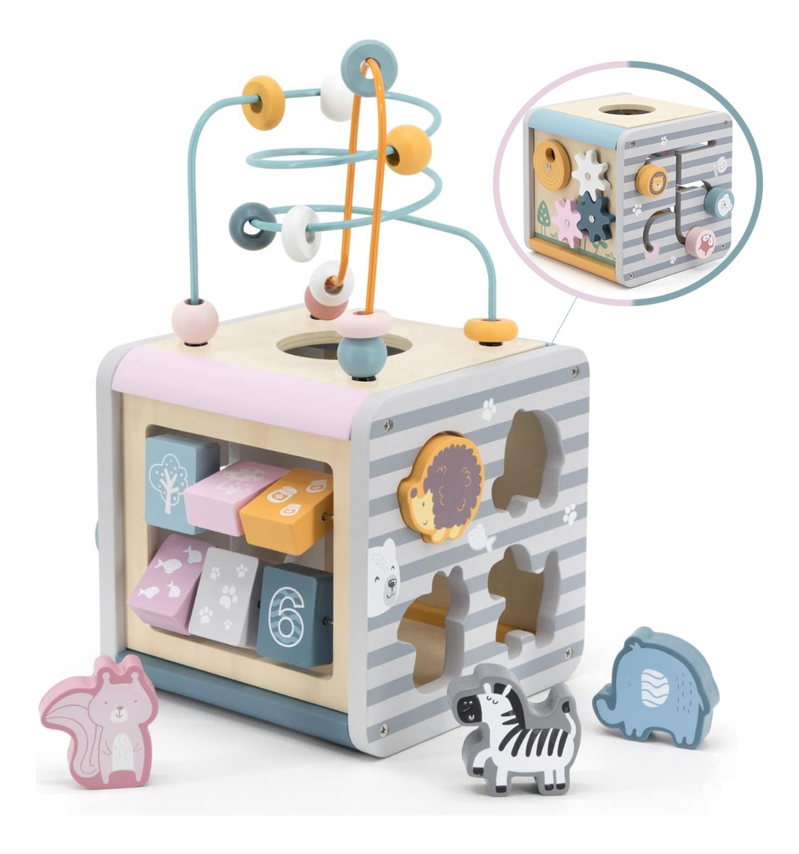 D_975291-MLU71128034622_082023-F.jpg Cubo Didactico 5 En 1 Cubo De Actividades De Madera Niños