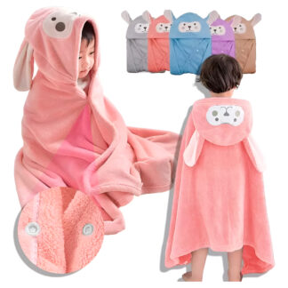Toalla Bata Baño Microfibra Poncho Con Capucha Bebe Niños