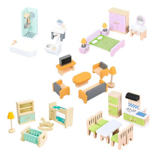 Casita Muñecas Madera Muebles 5 Habitaciones Infantil Niño