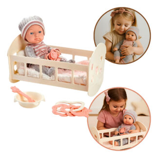 Bebote Bebe Reborn Con Cuna Muñeca Muñeco Realista Vinilo