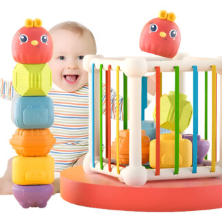 Cubo Encastrable Con Elásticos Bebé Juego Didactico Apilable