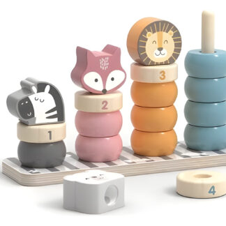 Juego Encastre Educativo De Madera Con Cuentas Y Animales