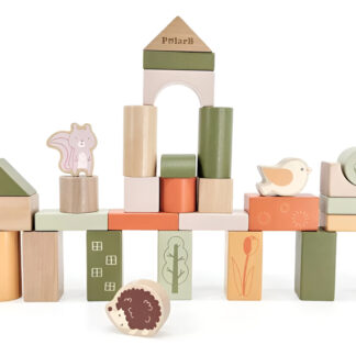 Balde Bloques De Madera Juego 60 Pcs Para Construir Niños