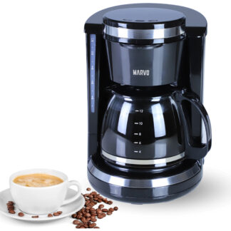 Cafetera De Vidrio Automatica Marvo Hcm-045 1.5l De 12 Tazas Color Negro