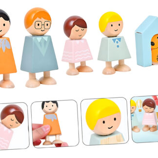 Juguete Didactico Set Muñecos Familia Madera Bloques Niños