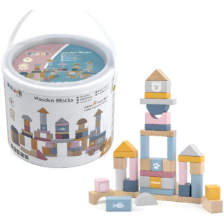 Balde Bloques De Madera Juego 60 Pcs Para Construir Niños