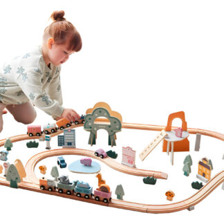 Pista De Tren Y Autos Madera Juguete Gigante Super Completa