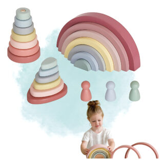 Apilable Arcoíris Waldorf Montessori Didáctico Madera Bebe