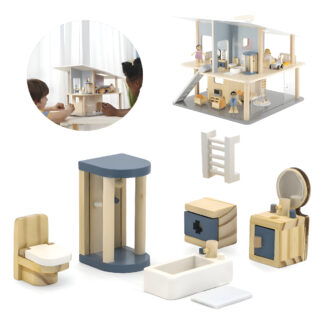 Set Accesorios De Baño Casa Casita De Muñecas Polar B Madera