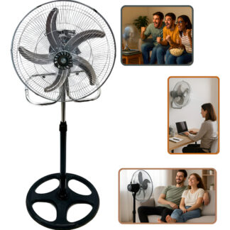 Ventilador 3 En Pie Pie Pared Piso 5 Aspas Metal 150cm