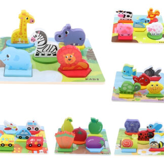 Puzzle Infantil De Madera Con 5 Figuras 3d Juego De Encastre