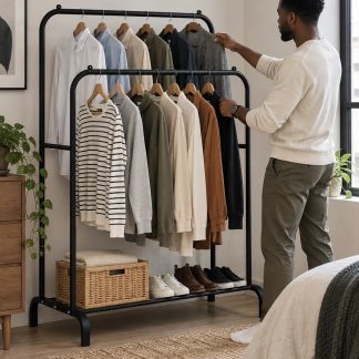 Perchero Organizador Exhibidor Ropa Percha Metal Reforzado