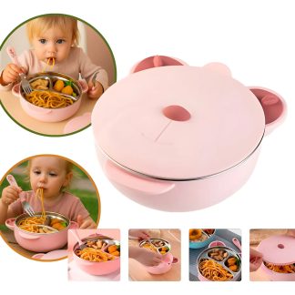 Plato Térmico Bebe Con Ventosa Reparticiones Metal Libre Bpa